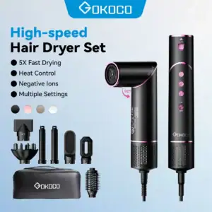 Secador De Cabelo Gokoco Com 7 Em 1 Escova Hot Air Styler Cor Preto