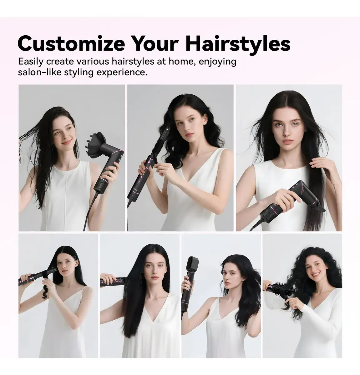 Secador De Cabelo Gokoco Com 7 Em 1 Escova Hot Air Styler Cor Preto - Imagem 5