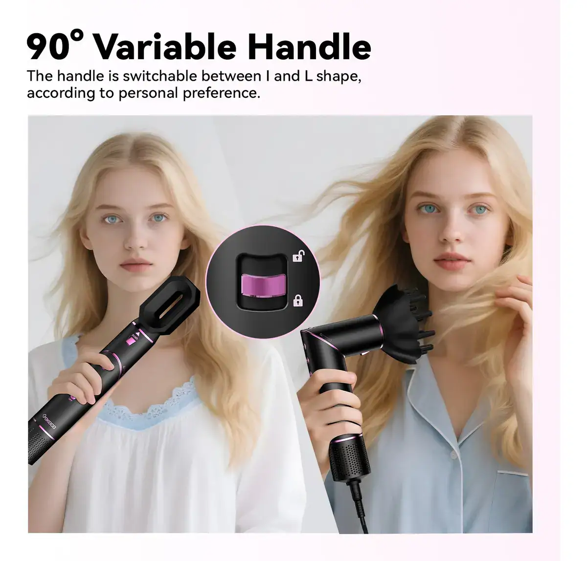 Secador De Cabelo Gokoco Com 7 Em 1 Escova Hot Air Styler Cor Preto - Imagem 4