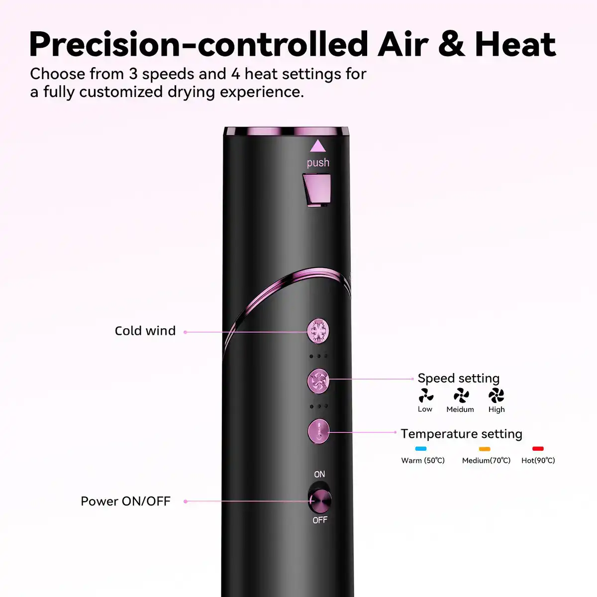 Secador De Cabelo Gokoco Com 7 Em 1 Escova Hot Air Styler Cor Preto - Imagem 2