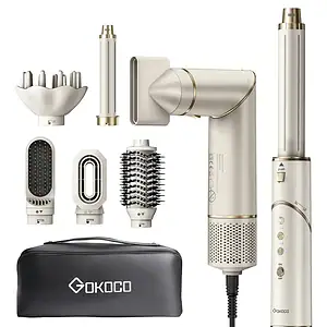 Secador De Cabelo Gokoco Com 7 Em 1 Escova Hot Air Styler Cor Palha