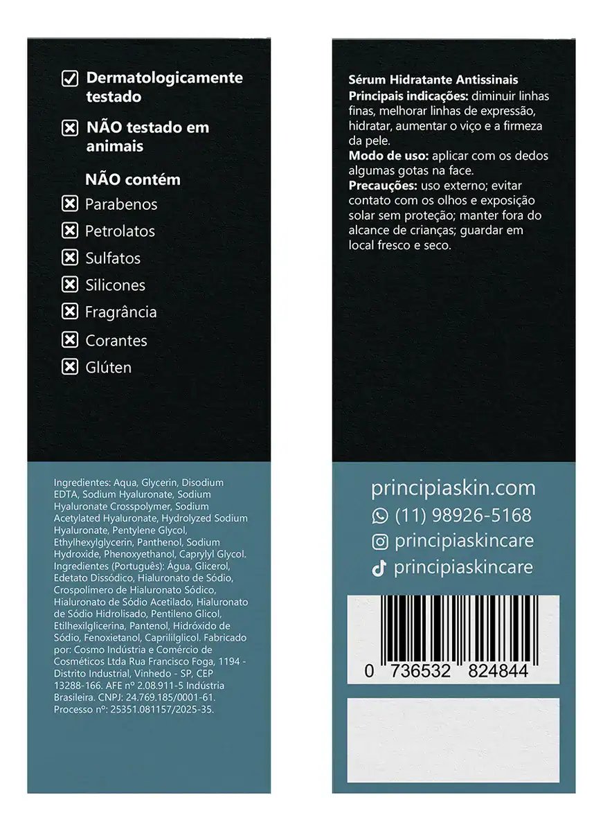 Sérum Hidratante Principia 2% Ácidos Hialurônicos + B5 Tipo de pele Todos - Imagem 3
