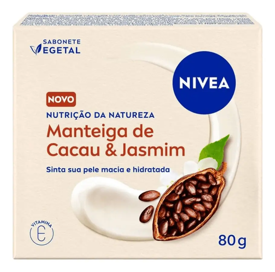 NIVEA Sabonete Vegetal Nutrição Da Natureza Manteiga De Cacau & Jasmim 80g, Limpeza Delicada, Banho, Pele Macia e Hidratada, Fórmula Natural - Imagem 5