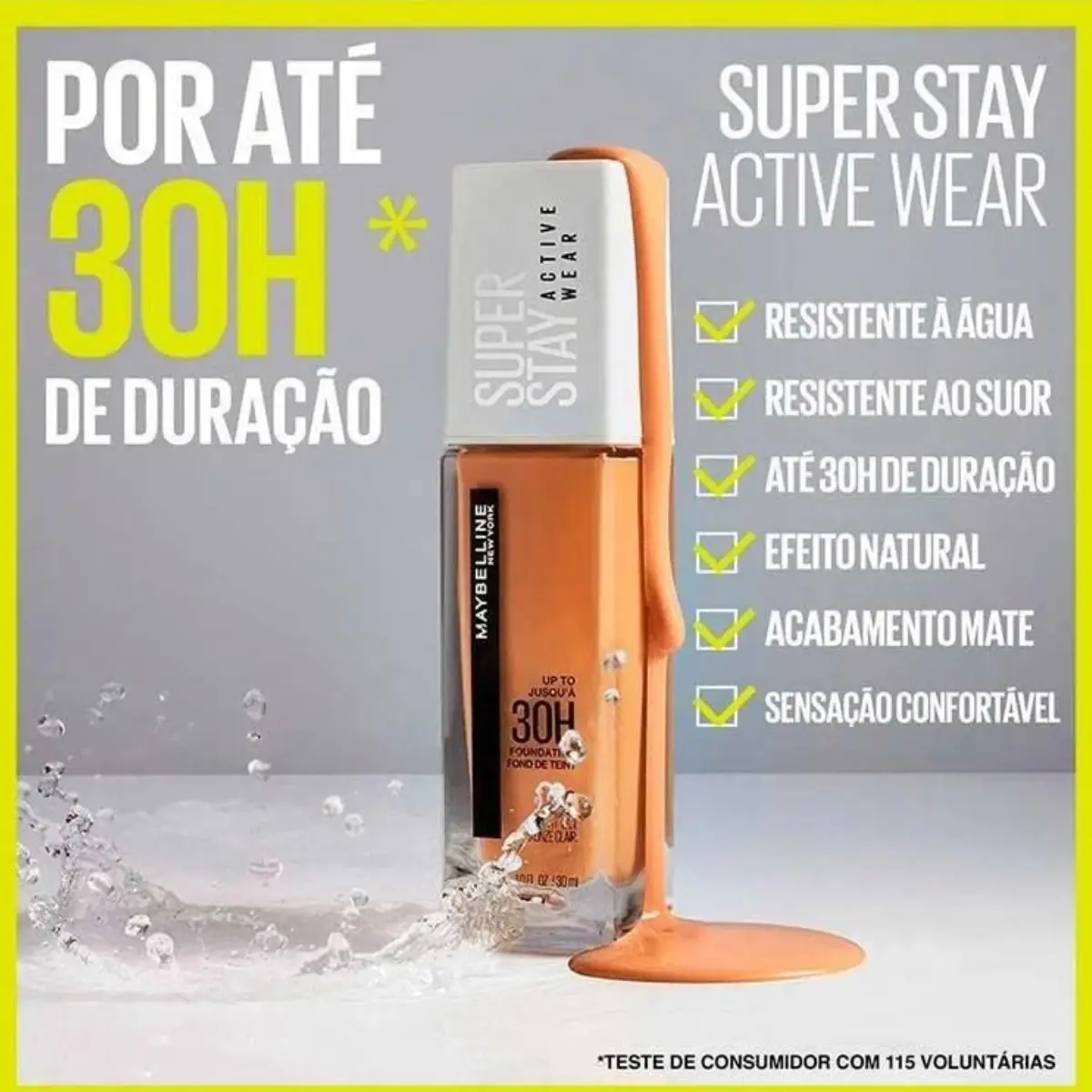 Base SuperStay Active Wear Warm Nude 30ml Maybelline NY - Imagem 4