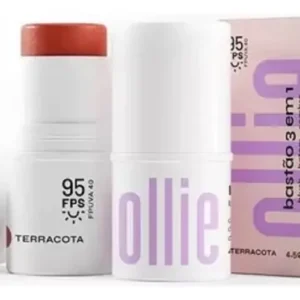 Ollie Bastão 3 Em 1 Terracota Fps 95 Blush, Batom E Sombra