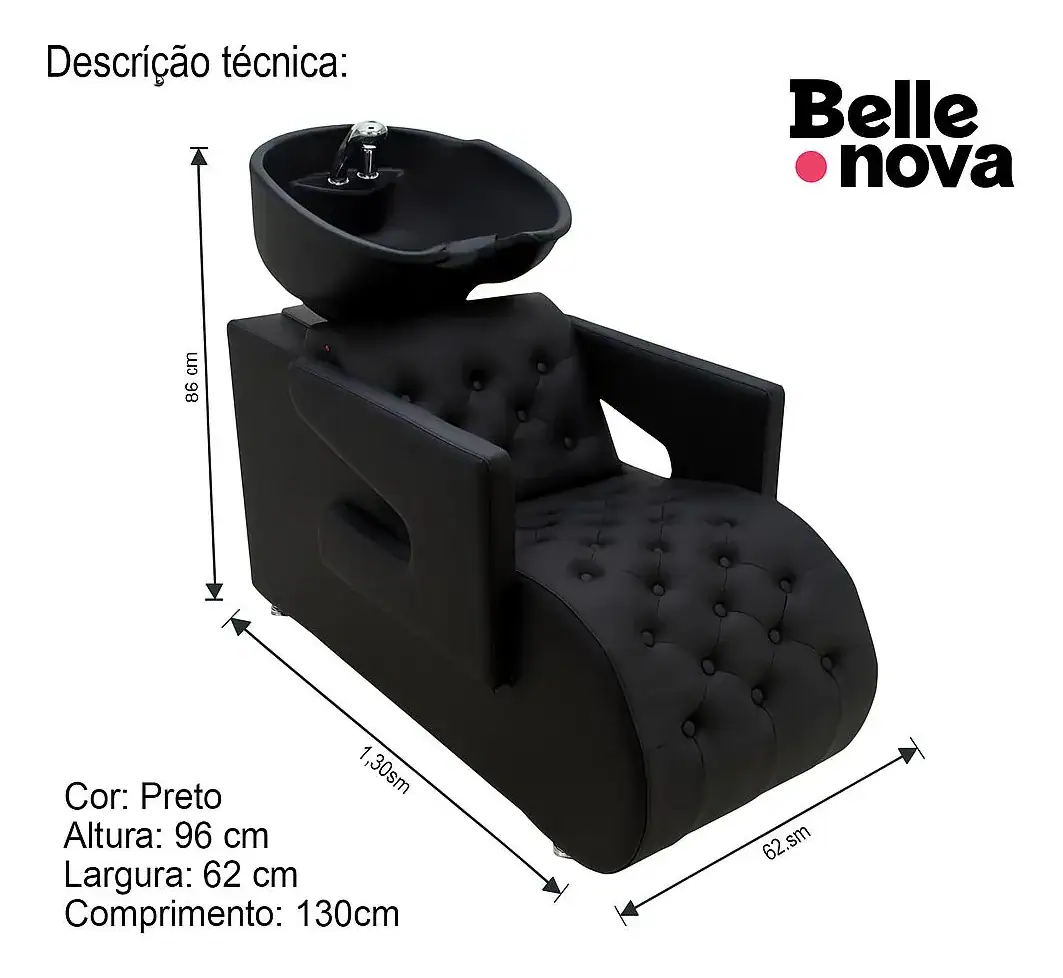 Lavatorio Profissional Reclinável Para Salão Porcelana - Imagem 3