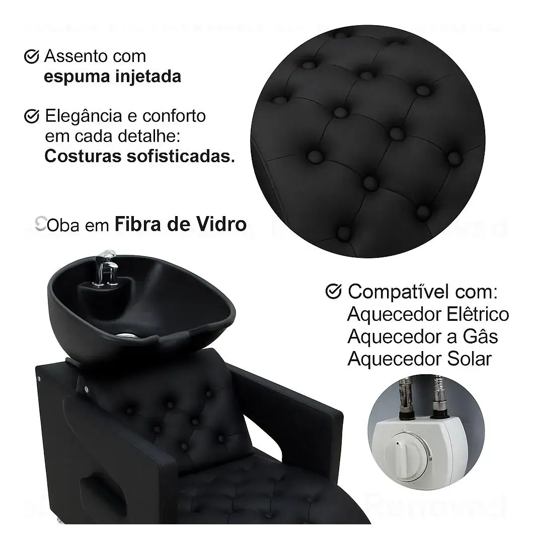 Lavatorio Profissional Reclinável Para Salão Porcelana - Imagem 5