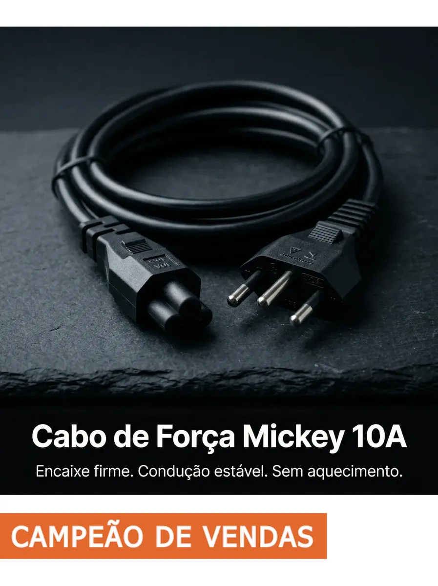 Cabo de Força Padrão Mickey de 10 A para Fonte de Notebook Dell, Samsung e Mais - Imagem 8