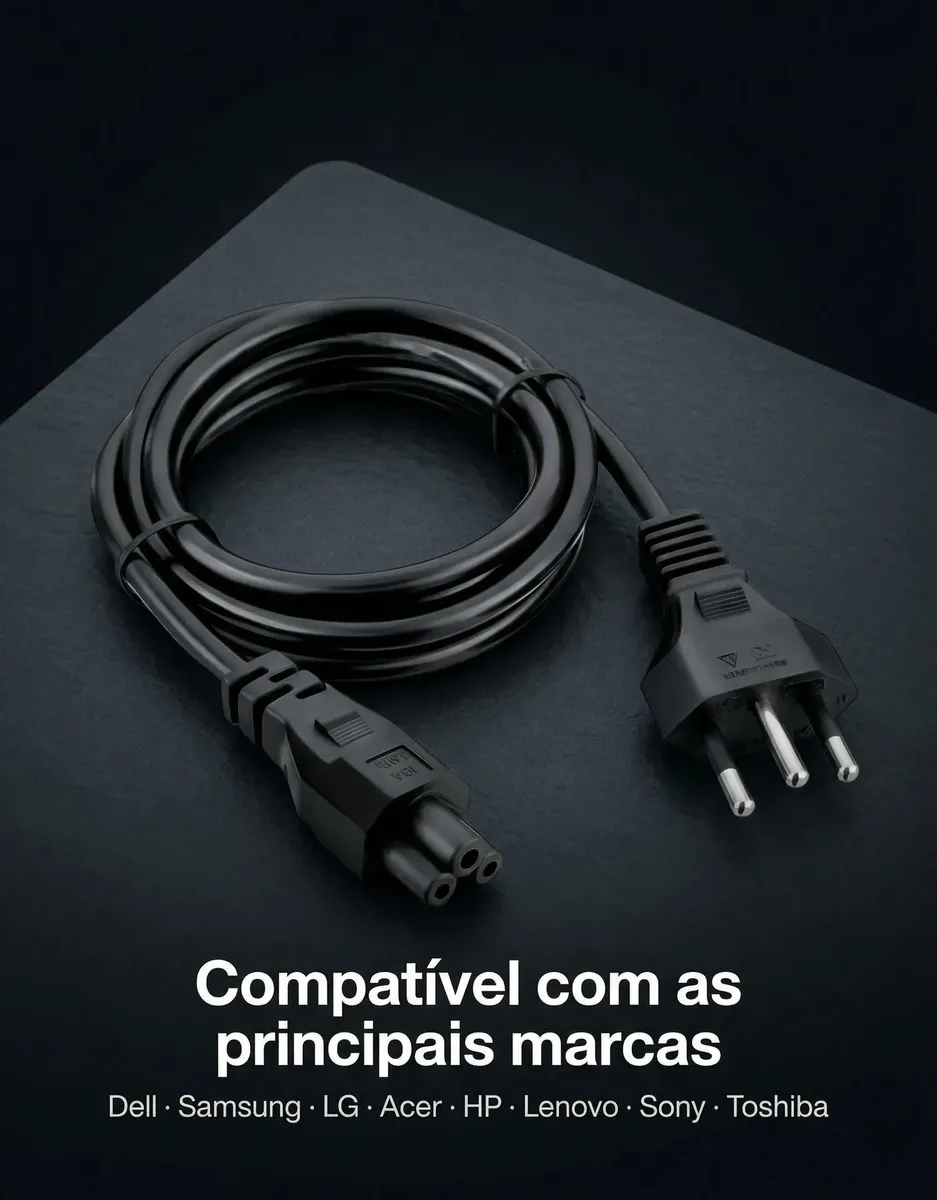 Cabo de Força Padrão Mickey de 10 A para Fonte de Notebook Dell, Samsung e Mais - Imagem 5