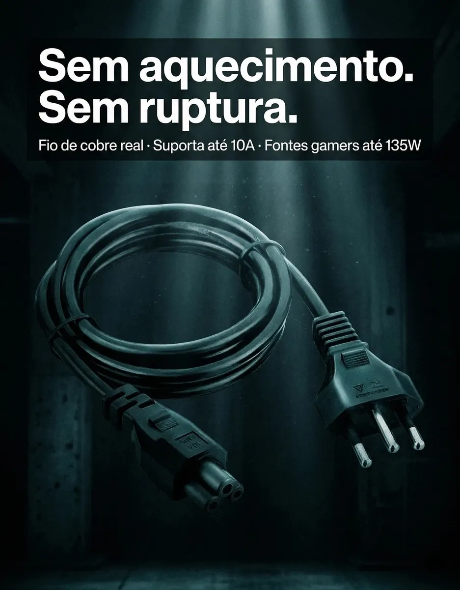 Cabo de Força Padrão Mickey de 10 A para Fonte de Notebook Dell, Samsung e Mais - Imagem 4