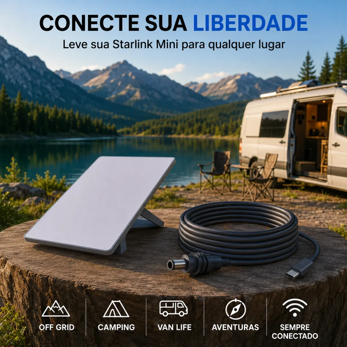 Cabo Tipo C 5m 100w P/ Starlink Mini Carregamento Powerbank - Imagem 2