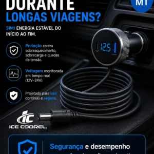 Cabo Carregador Starlink Mini 3 Em 1 Veicular 3 Metros Tomada Acendedor Voltímetro Digital Usb-c Usb-a Compativel Carro Caminhão Motorhome Barco 12v 24v Ice Coorel
