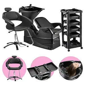 Kit Cadeira Primma + Lavatório Reclinável Dompel + Carrinho