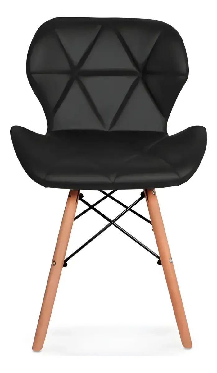 Cadeira Eiffel Estofada Preta Base Madeira Design Eagle Forc - Imagem 6