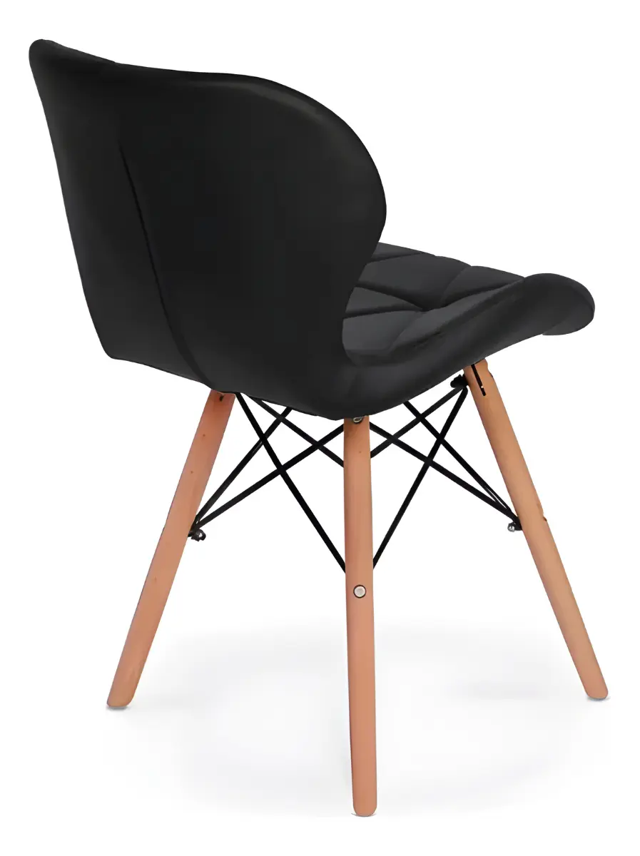 Cadeira Eiffel Estofada Preta Base Madeira Design Eagle Forc - Imagem 5
