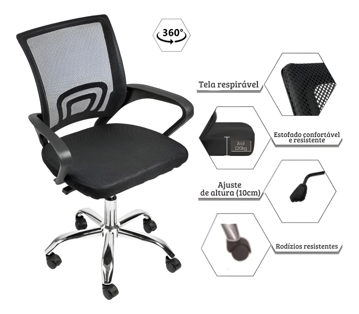 Cadeira Escritório Ergonômica Giratória Az1001 Envio Full - Imagem 3