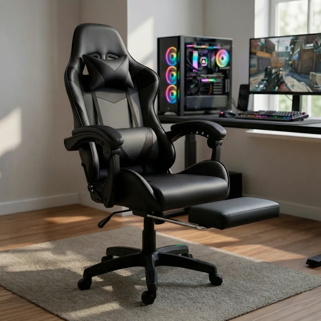 Cadeira Gamer Profissional Ergonômica Reclinável Apoio Pés - Imagem 7
