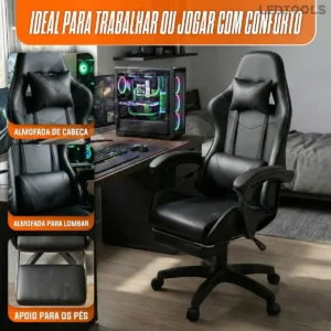 Cadeira Gamer Profissional Ergonômica Reclinável Apoio Pés