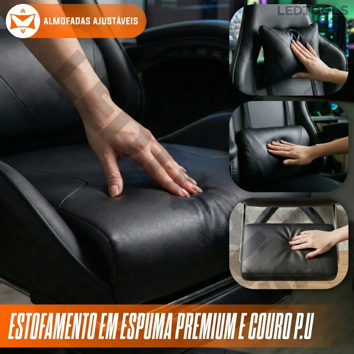 Cadeira Gamer Profissional Ergonômica Reclinável Apoio Pés - Imagem 4
