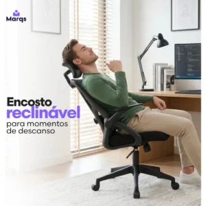 Cadeira De Escritorio Ergonomica Nr17 Glorious Marqs Home Giratoria Resistente Reforçada 180kg Confortavel Reuniao Mesh Preta