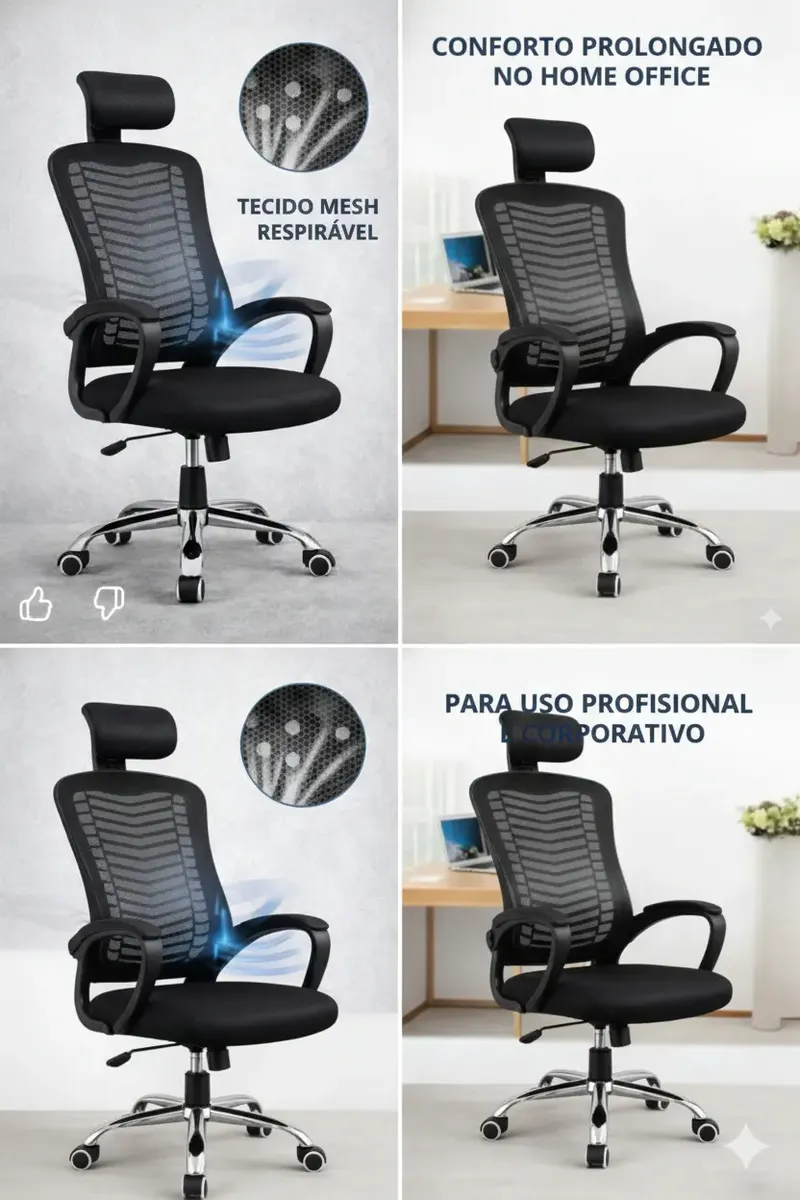 Cadeira Ergonômica De Escritório Com Encosto Mesh Respirável