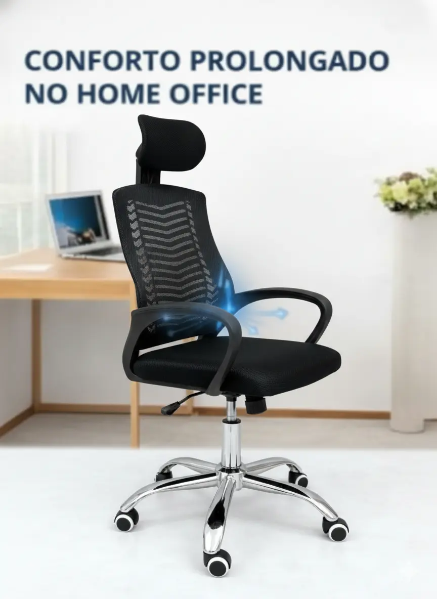 Cadeira Ergonômica De Escritório Com Encosto Mesh Respirável - Imagem 3