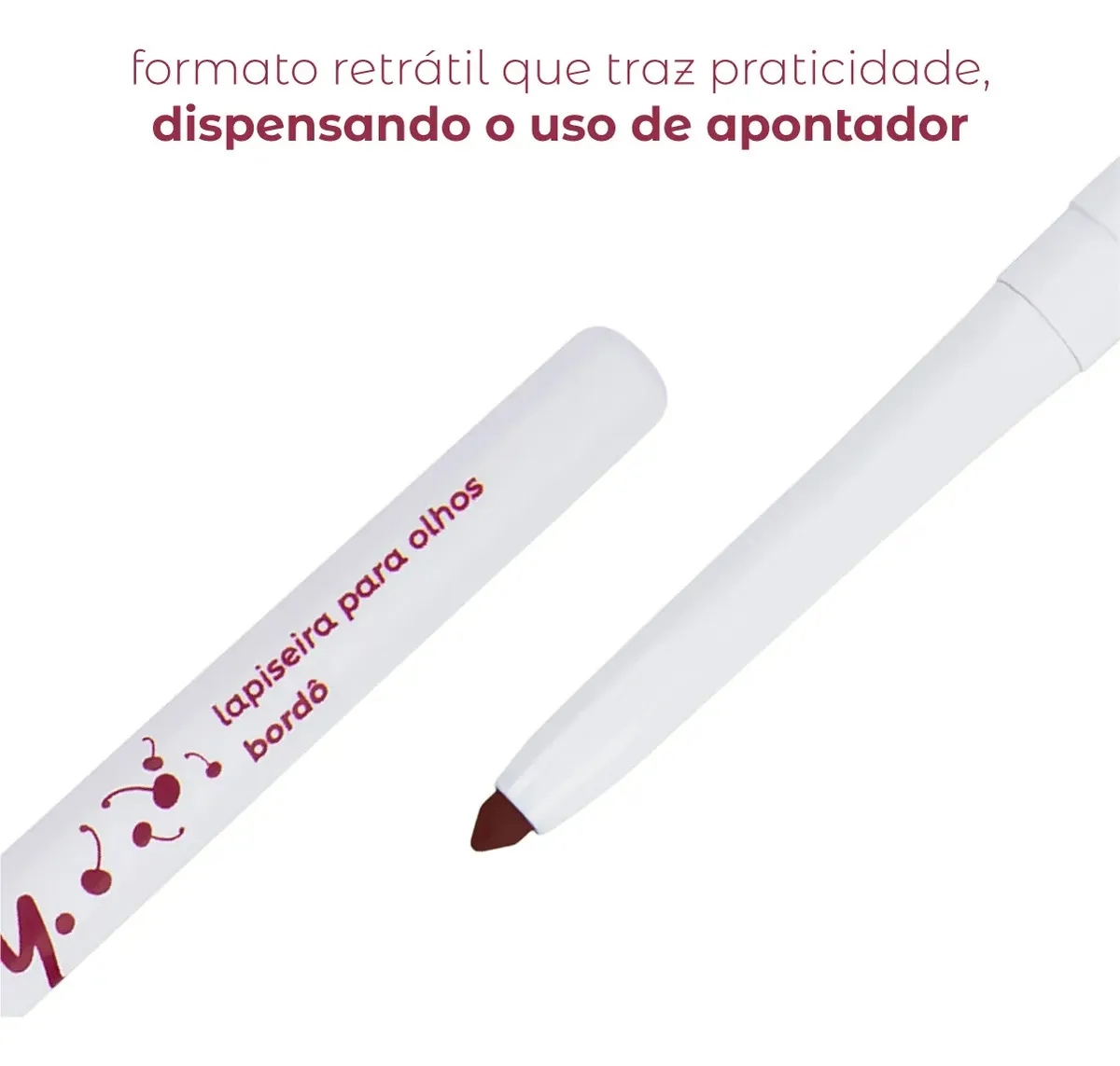 Lápis Delineador para Olhos Vizzela Bordô à Prova D'Água - Imagem 4