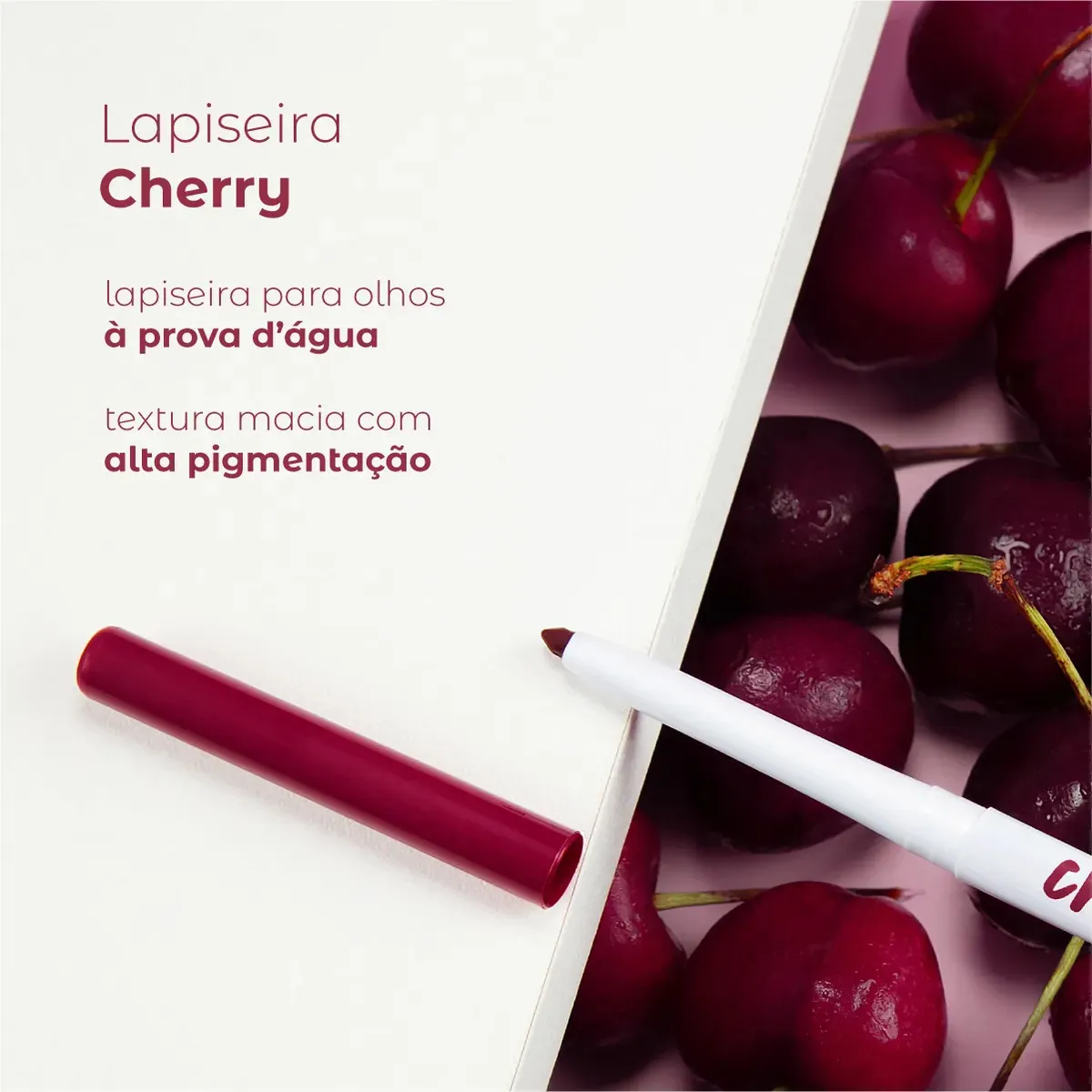 Lápis Delineador para Olhos Vizzela Bordô à Prova D'Água - Imagem 6