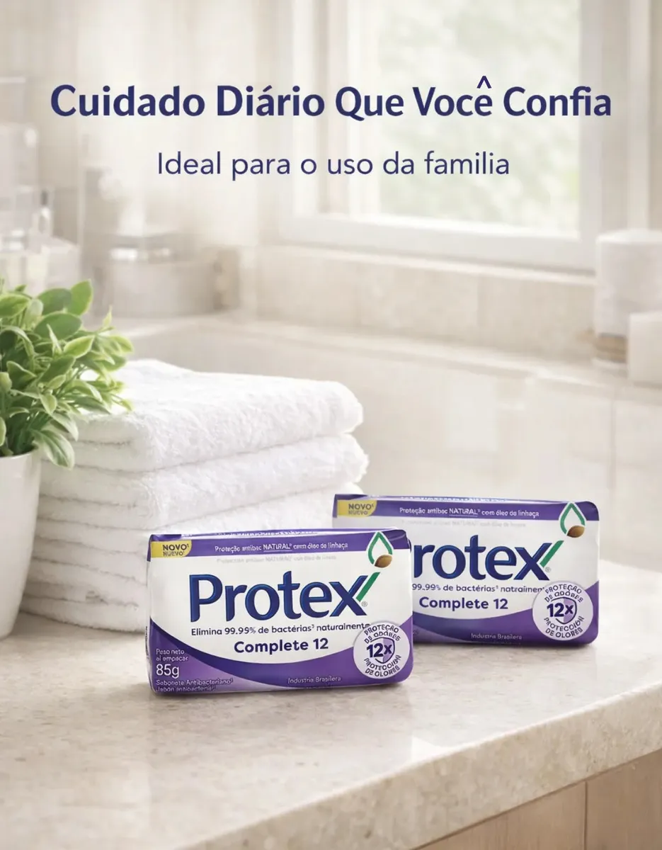 Kit 02 Sabonete Barra Protex Complete 12 Antibacteriano 85g - Imagem 3