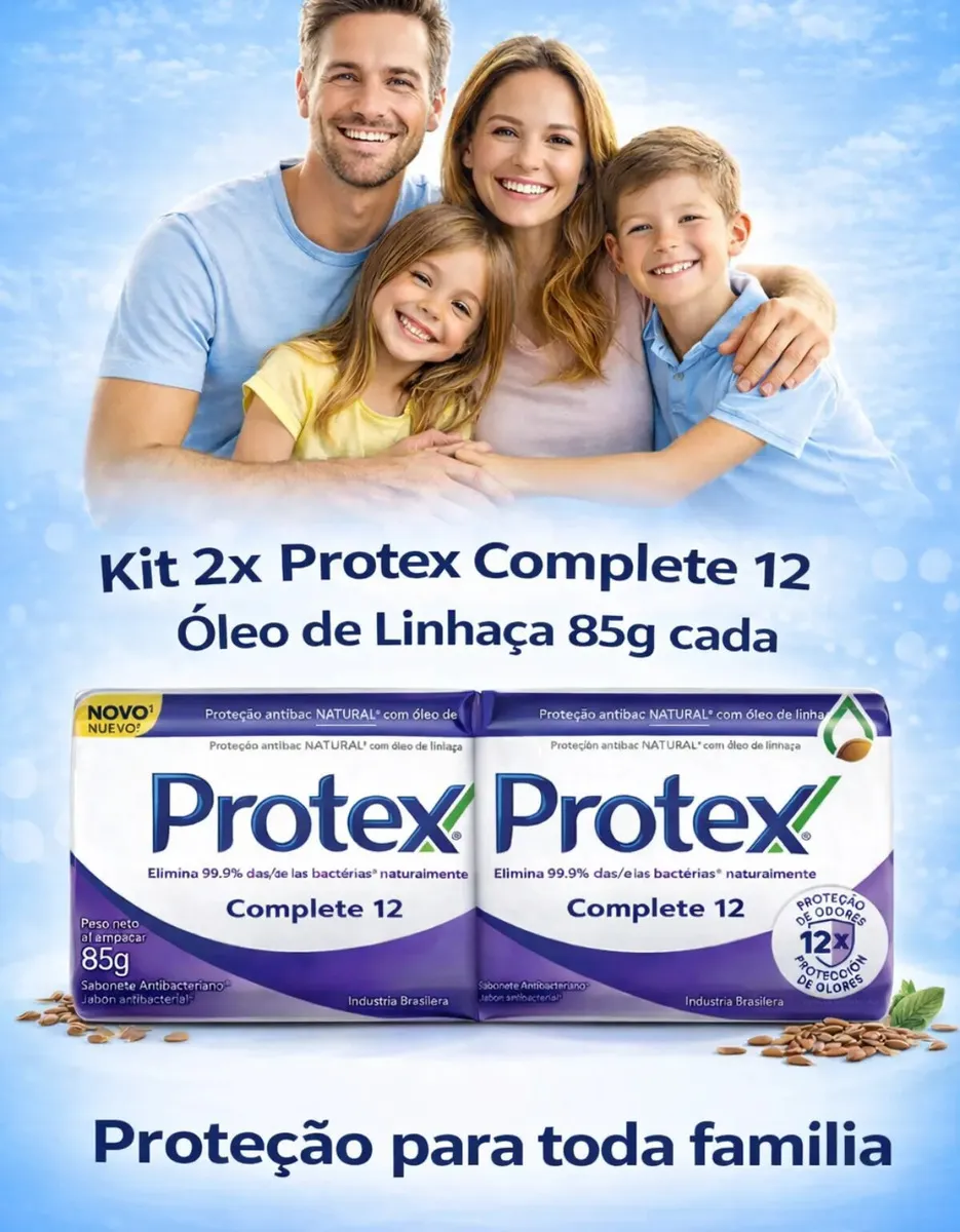 Kit 02 Sabonete Barra Protex Complete 12 Antibacteriano 85g - Imagem 6