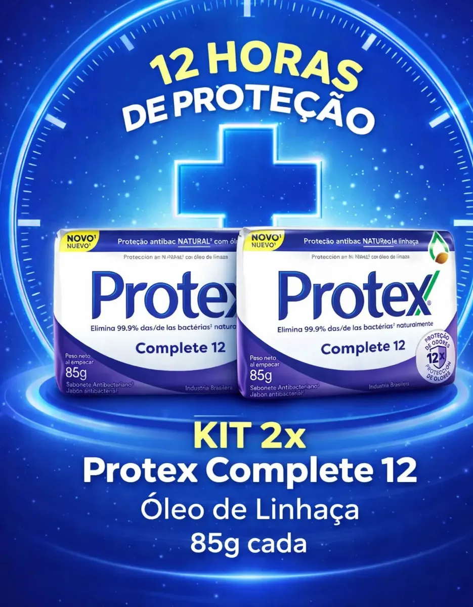 Kit 02 Sabonete Barra Protex Complete 12 Antibacteriano 85g
