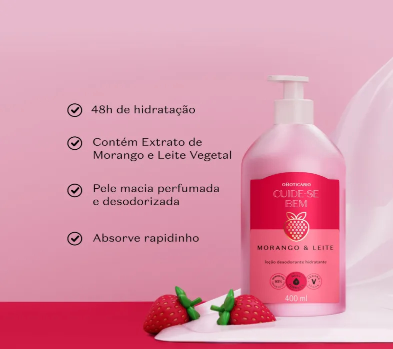O Boticario Creme Corporal Cuide Se Bem Morango E Leite 400 - Imagem 3