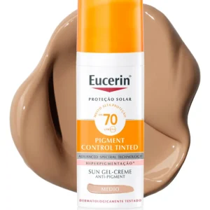 EUCERIN Protetor Solar Facial Antimanchas Cor Média FPS 70 50ml, Pigment Control, Proteção UVA, UVB e Luz Visível, Thiamidol