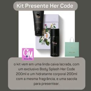 Kit Presente Her Code Body Splash Colônia Creme Corporal