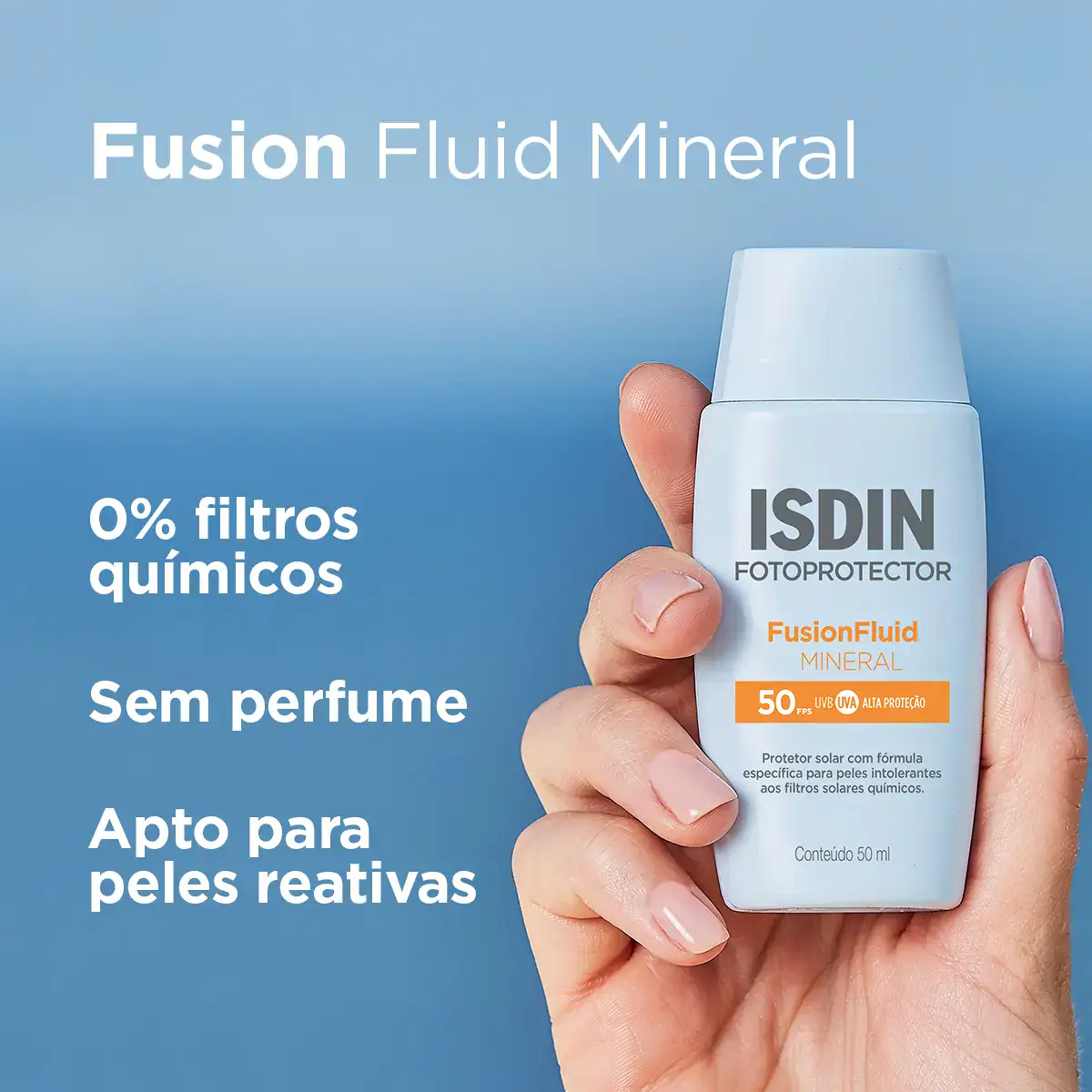 ISDIN Protetor Solar Facial Fusion Fluid Mineral FPS 50 - 50ml - Imagem 3