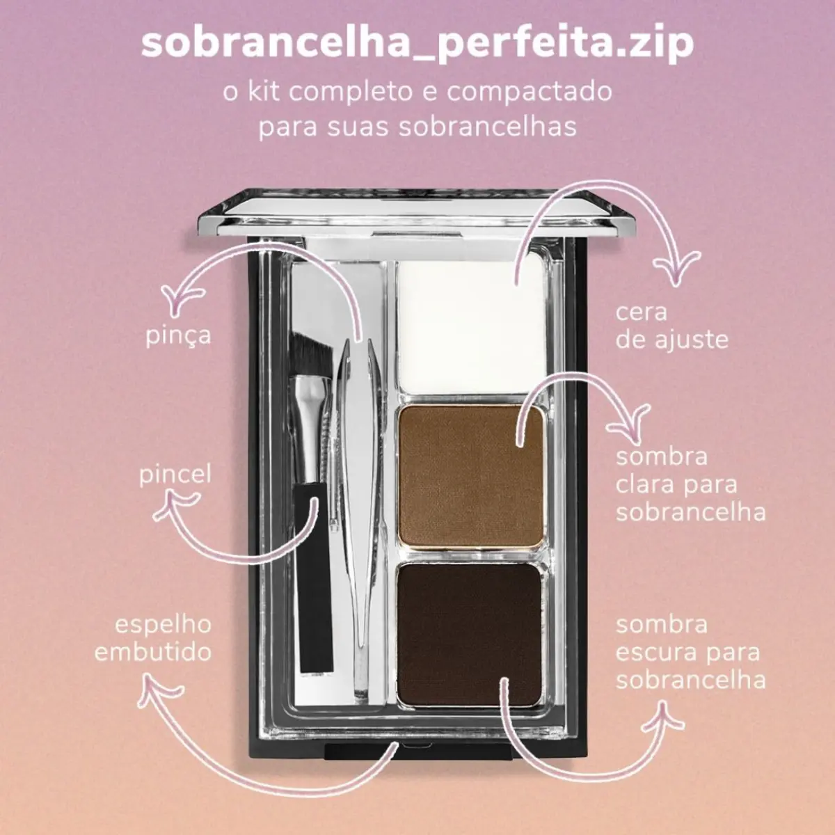 Kit De Sobrancelhas 5 Em 1 Espelho Embutido Wet N Wild - Imagem 2