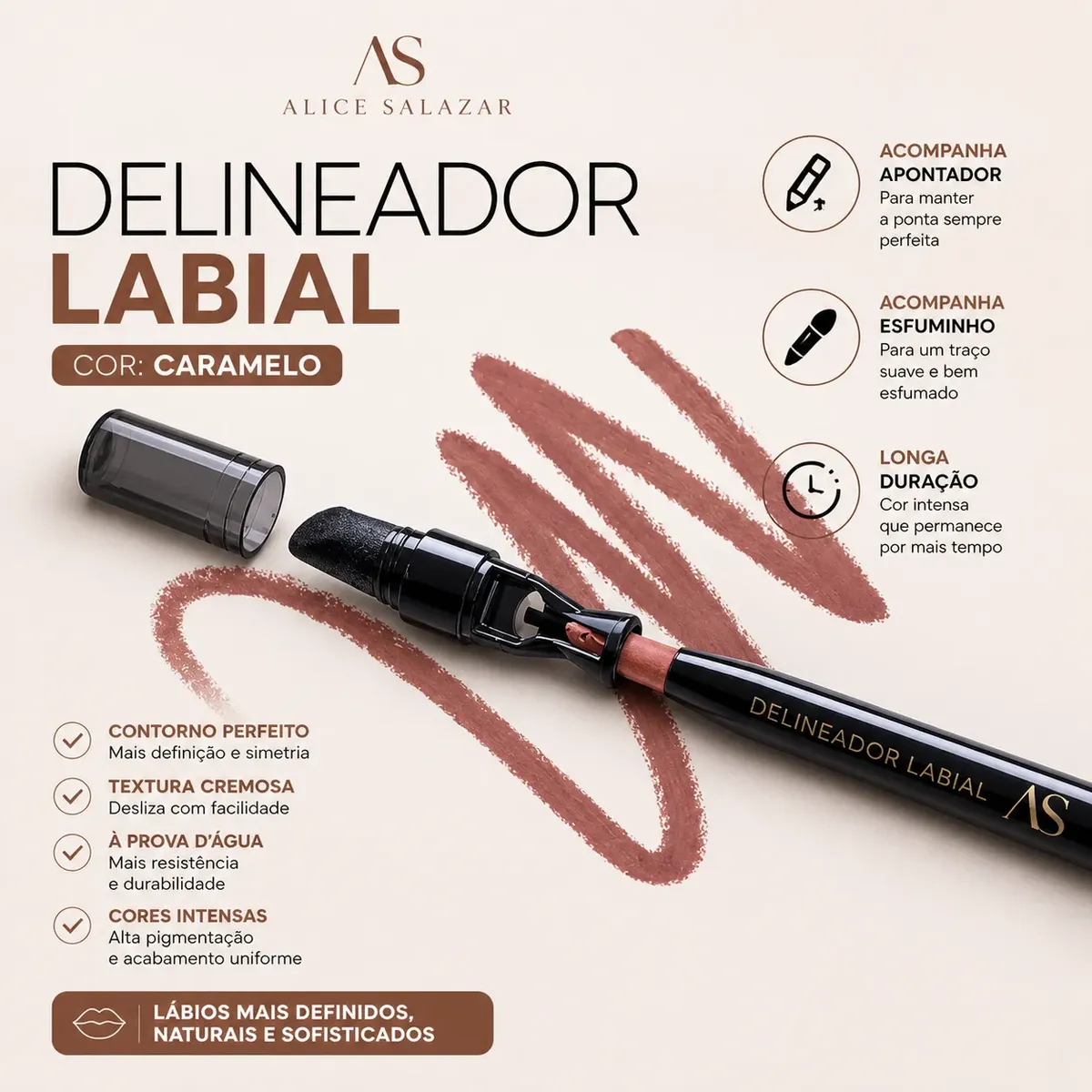 Delineador Labial Lápis De Boca À Prova D'água Alice Salazar