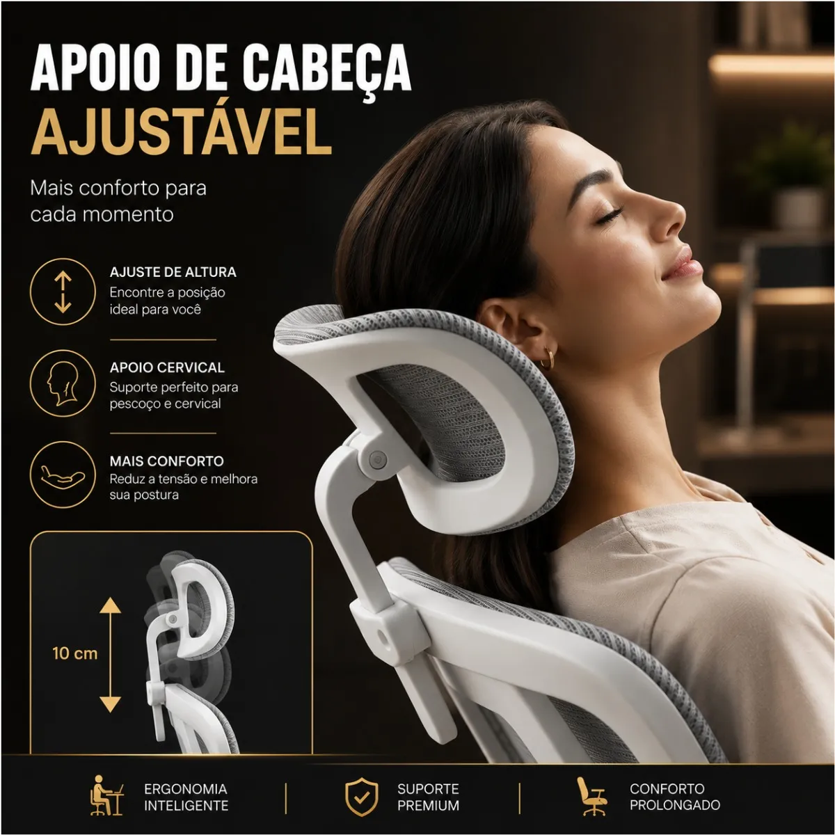 Cadeira Escritório Ergonômica Maat Brand Suporte Lombar Nr17 - Imagem 3