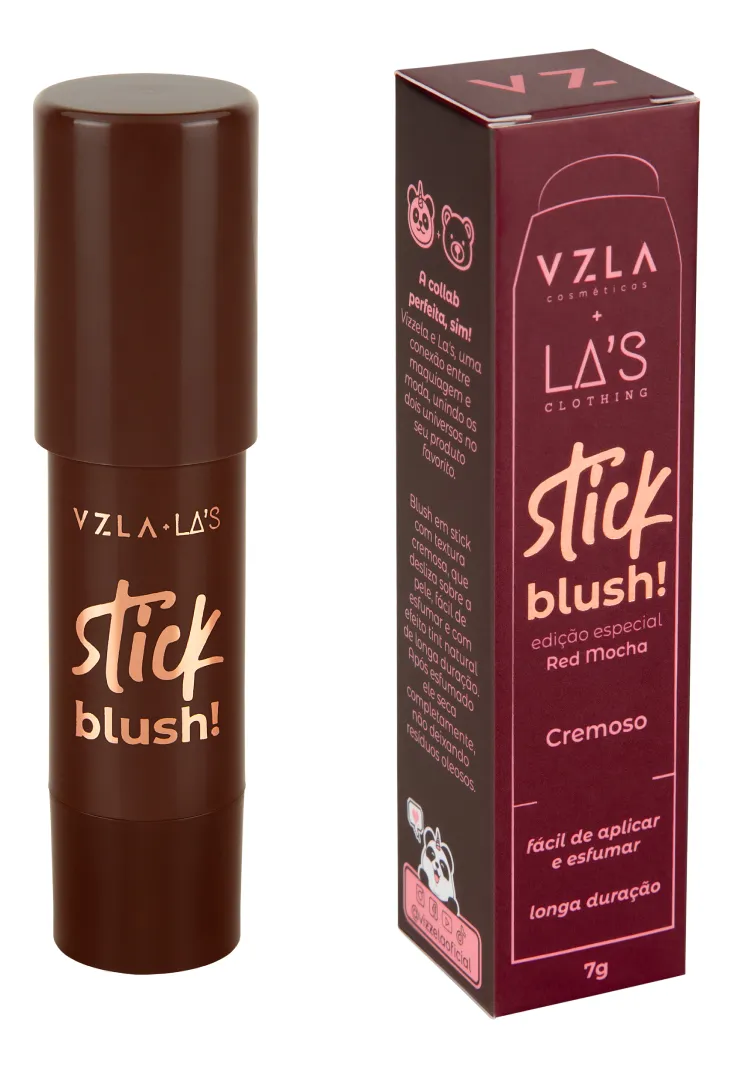 Blush Stick Red Mocha Cremoso Bastão Vizzela + Las - Imagem 7