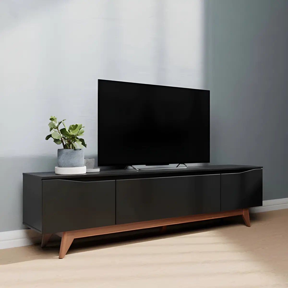 Rack Para TV Até 75 Pol Flynt 184cm 3 Portas Preto Natural - Imagem 6