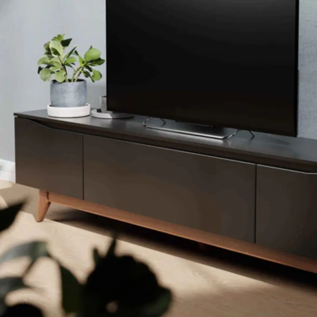 Rack Para TV Até 75 Pol Flynt 184cm 3 Portas Preto Natural - Imagem 5