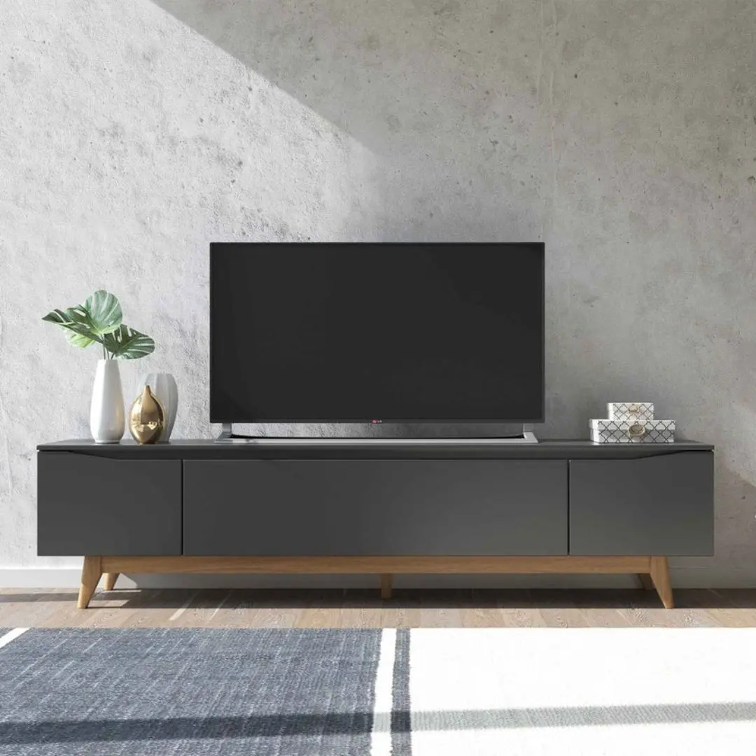 Rack Para TV Até 75 Pol Flynt 184cm 3 Portas Preto Natural - Imagem 4