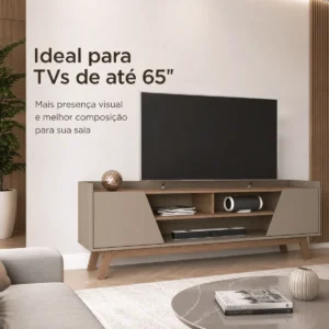 Rack Para Tv Até 65 Polegadas Sala Pé Maciço Portas E Pratel