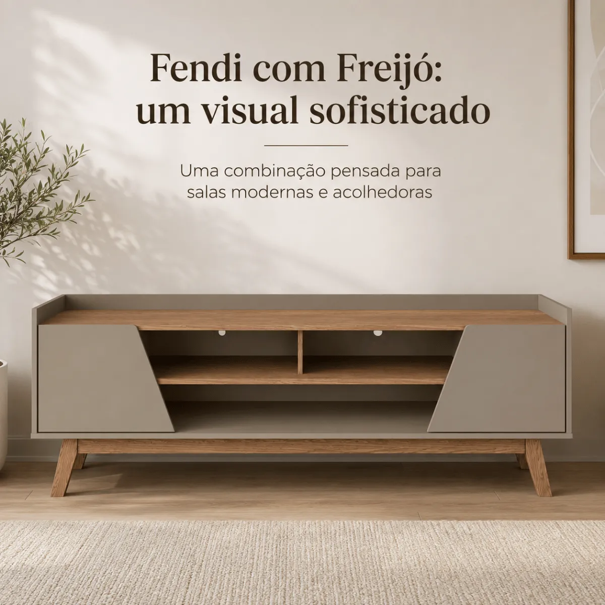 Rack Para Tv Até 65 Polegadas Sala Pé Maciço Portas E Pratel - Imagem 4