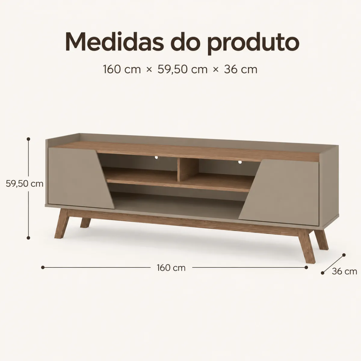 Rack Para Tv Até 65 Polegadas Sala Pé Maciço Portas E Pratel - Imagem 5