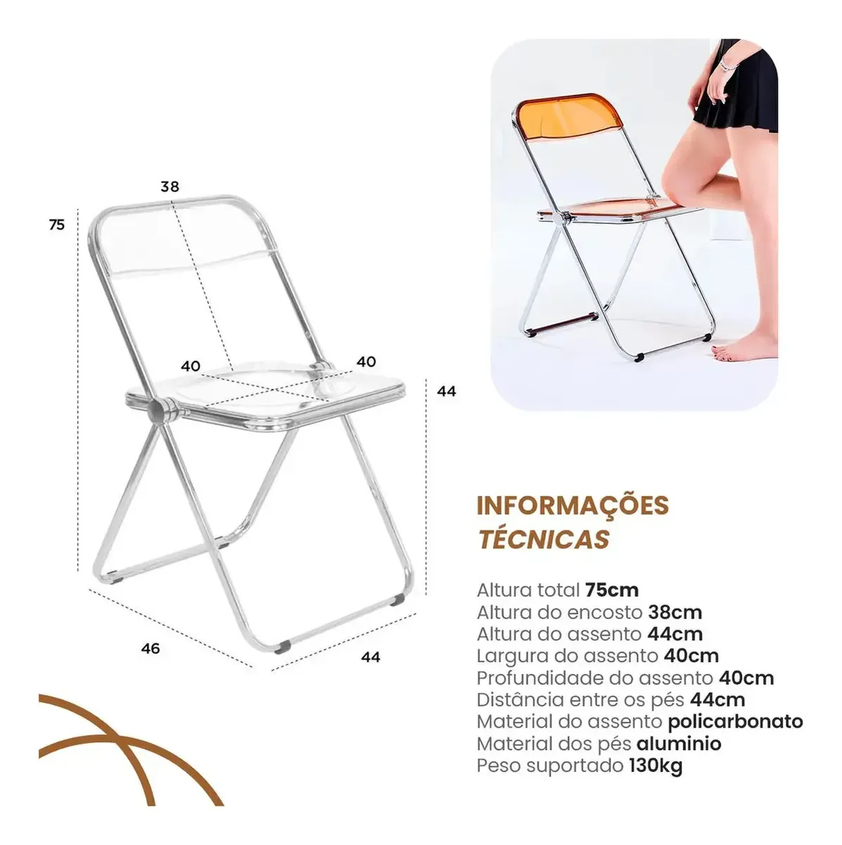 Cadeira Rozin Dobravel I 1 Unidade Retrô 40x75cm - Imagem 6