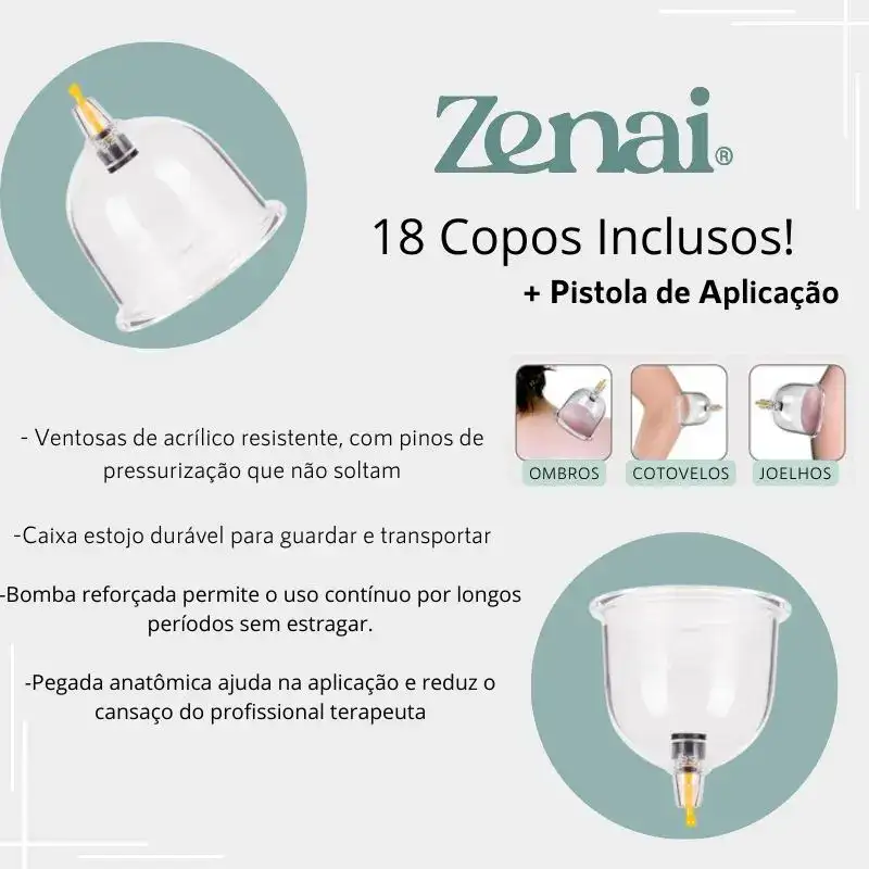 Kit 18 Ventosas Com Bomba Ventosaterapia Massoterapia Zenai - Imagem 5
